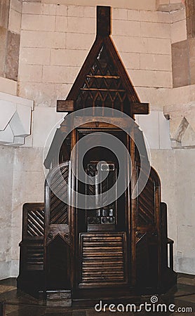 Confessional The room keeping secret of a confession Stock Photo