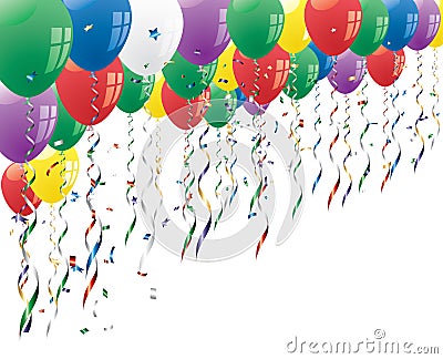 Confetti and balloons Vector Illustration