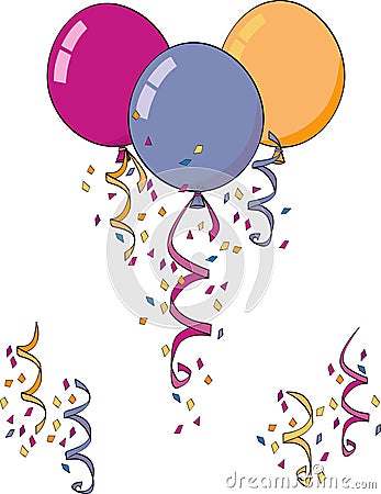 Confetti and Balloons Vector Illustration