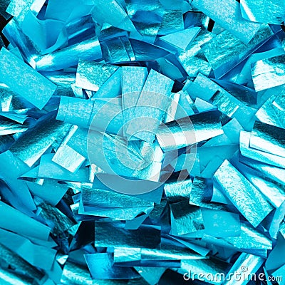 confetti in blue, boy baby party Stock Photo