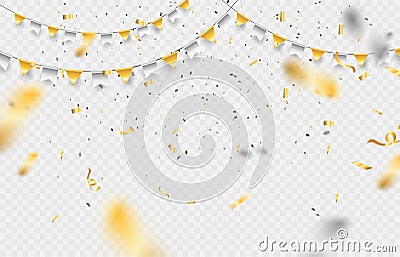 Confetti elements falling on trasparent background Vector Illustration