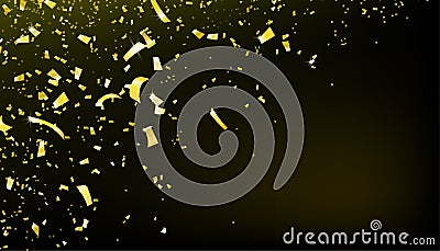 Confetti falling motion background. Shiny gold flying tinsel for party Vector Illustration
