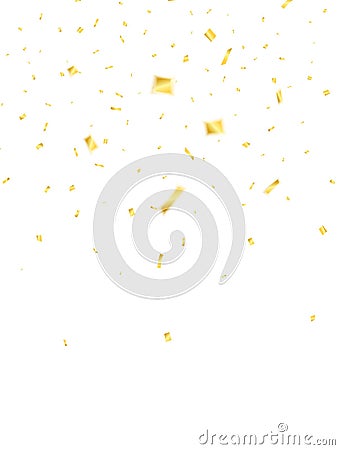 Confetti. Golden confetti isolated on white background. Flying confetti Vector Illustration