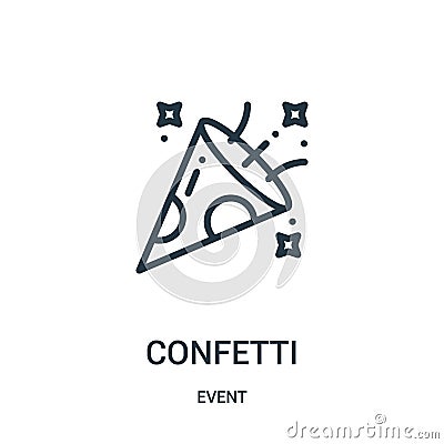 confetti icon vector from event collection. Thin line confetti outline icon vector illustration Vector Illustration