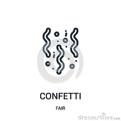 confetti icon vector from fair collection. Thin line confetti outline icon vector illustration. Linear symbol for use on web and Vector Illustration