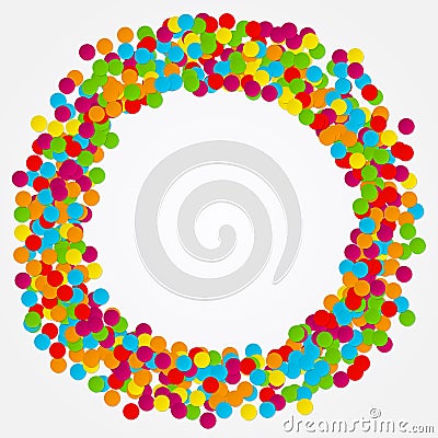 Confetti. Round frame of colored circles. Vector illustration. Vector Illustration