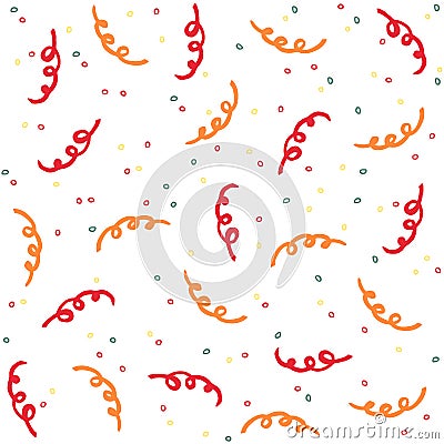 Confetti and serpentine seamless pattern. Vector illustration Vector Illustration