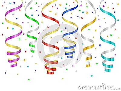 Confetti and serpentines, curled streamers Vector Illustration