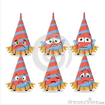 Confetti trumpet cartoon character with sad expression Vector Illustration