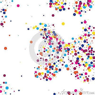 Green Confetti Vector. Pink Bubble Vector. Purple Round Background. Orange Carnival Circle. Red Birthday Holiday. Yellow Falling S Stock Photo