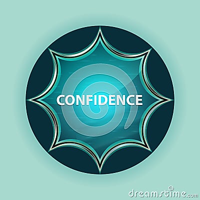 Confidence magical glassy sunburst blue button sky blue background Stock Photo