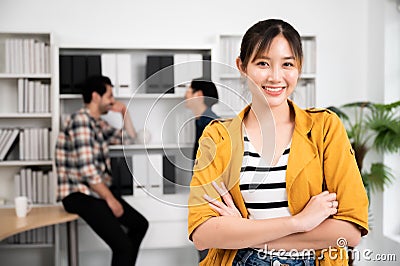 Young women asian owner startup business looking camera with smile Stock Photo