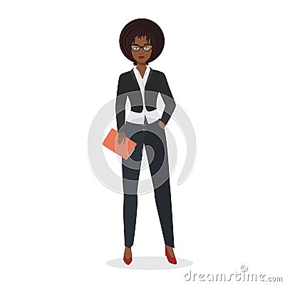 Confident african business woman Vector Illustration