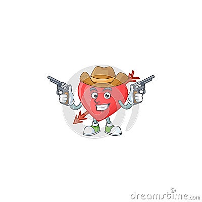 Confident arrow love Cowboy cartoon character holding guns Vector Illustration