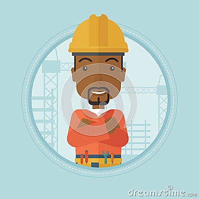 Confident builder with arms crossed. Vector Illustration