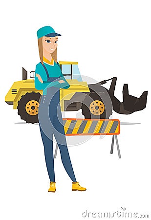 Confident builder with arms crossed. Vector Illustration