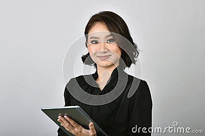 Confident business asian woman isolated in studio shot, Portrait of professional working. Stock Photo