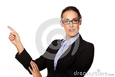 Confident business executive pointing Stock Photo