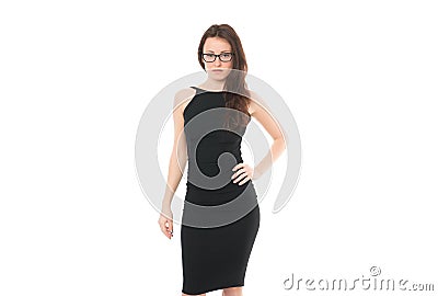 Confident business lady. look like boss. successful female leader. sexy model in glasses. glamour formal style. elegant Stock Photo