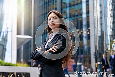 Confident business woman portrait in the City of London Stock Photo