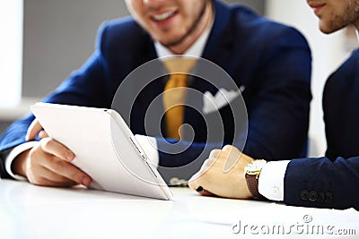 Confident businessmen networking in office Stock Photo