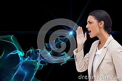 Confident businesswoman calling for someone Stock Photo