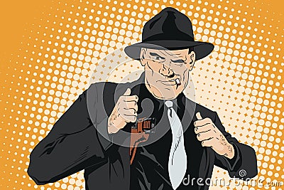 Confident cool man with gun. Vector Illustration