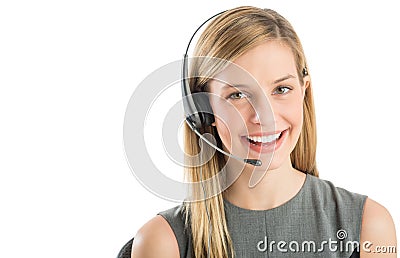 Confident Customer Service Representative Wearing Headset Stock Photo