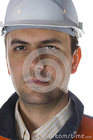 Confident Engineer isolated on white Stock Photo