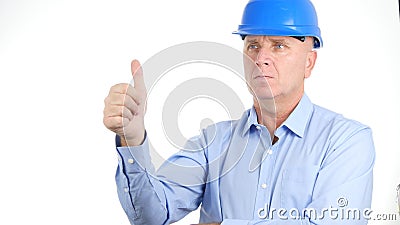 Confident Engineer Thumbs Up Making a Good Job Hand Gestures Stock Photo