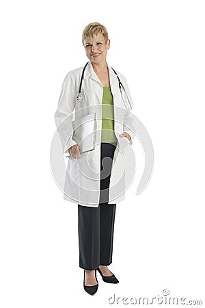 Confident Female Doctor Holding Clipboard Stock Photo