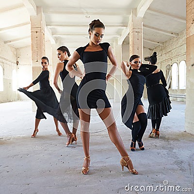 Confident five beautiful women Stock Photo