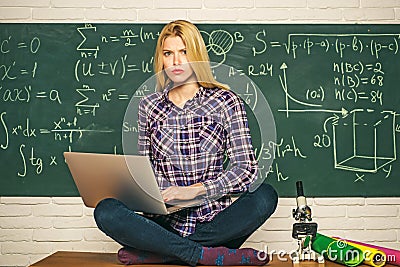 Confident in her knowledge. Portrait of college student on campus. Young female student ready to write exam testing Stock Photo
