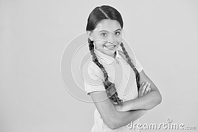 Confident in her knowledge. School lesson. Inspiration for study. Back to school. Knowledge day. Schoolgirl enjoy study Stock Photo