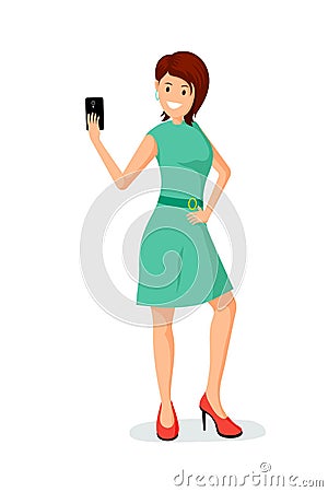 Confident lady taking photo vector illustration Vector Illustration