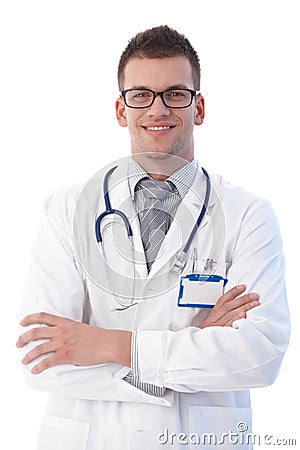 Confident medical student smiling Stock Photo