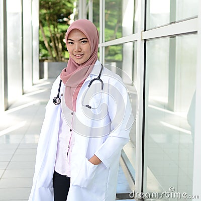 Confident Muslim medical student Stock Photo