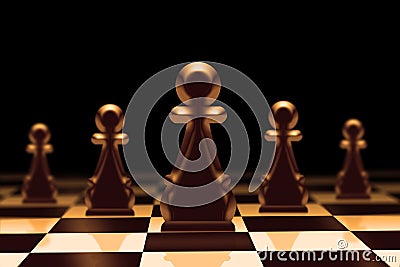 Confident Pawns Leadership. Chess Pawn concept, Group of Pawn Piece Standing in front view Stock Photo