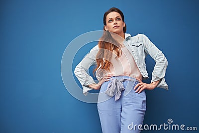 Confident pretty woman wearing trendy casual clothes Stock Photo