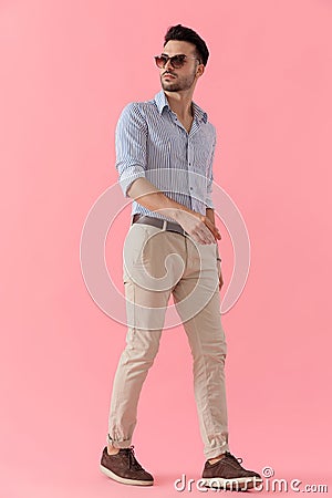 Confident smart casual man looking away focused Stock Photo