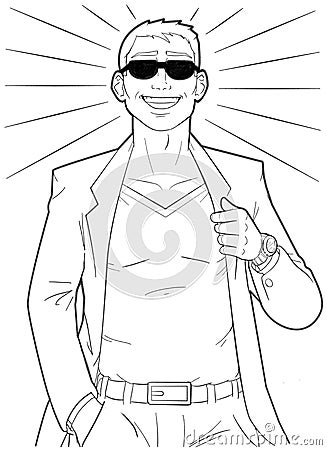 Confident Smiling Man Blazer Sunglasses Cartoon Illustration