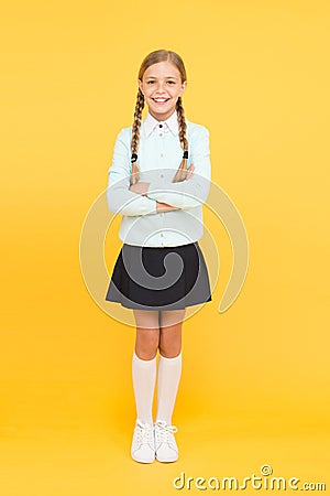 Confident students. knowledge day. childhood happiness. happy girl in school uniform. education concept. back to school Stock Photo