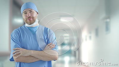 A confident surgeon in the hospital hallway Stock Photo