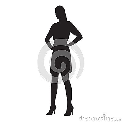 Confident woman standing with arms on her hips Vector Illustration