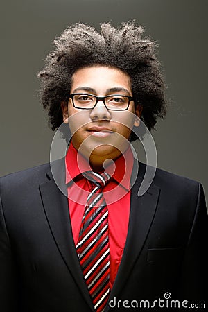 Confident young teenager with afro Stock Photo