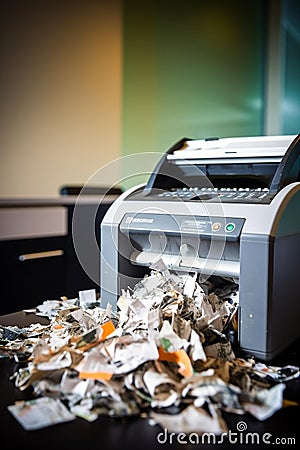 Confidential Files Destroyed by Shredder in Office Stock Photo