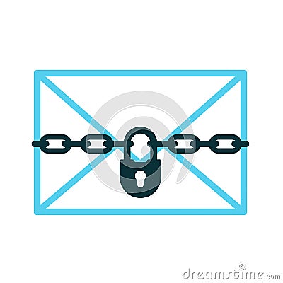 Confidential letter icon of padlock with chain Vector Illustration