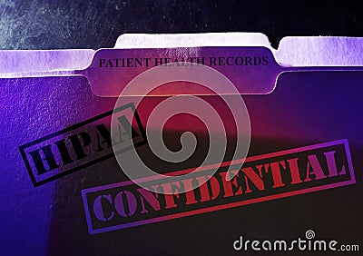 Confidential Patient Health records HIPAA folders Stock Photo