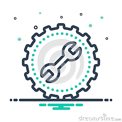 Mix icon for Config, spanner and gear Stock Photo