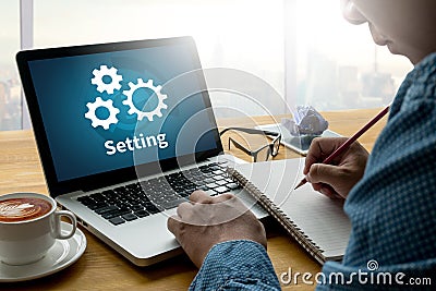 Configuration Setup Tools Setup and wheel mechanism Setting Con Stock Photo